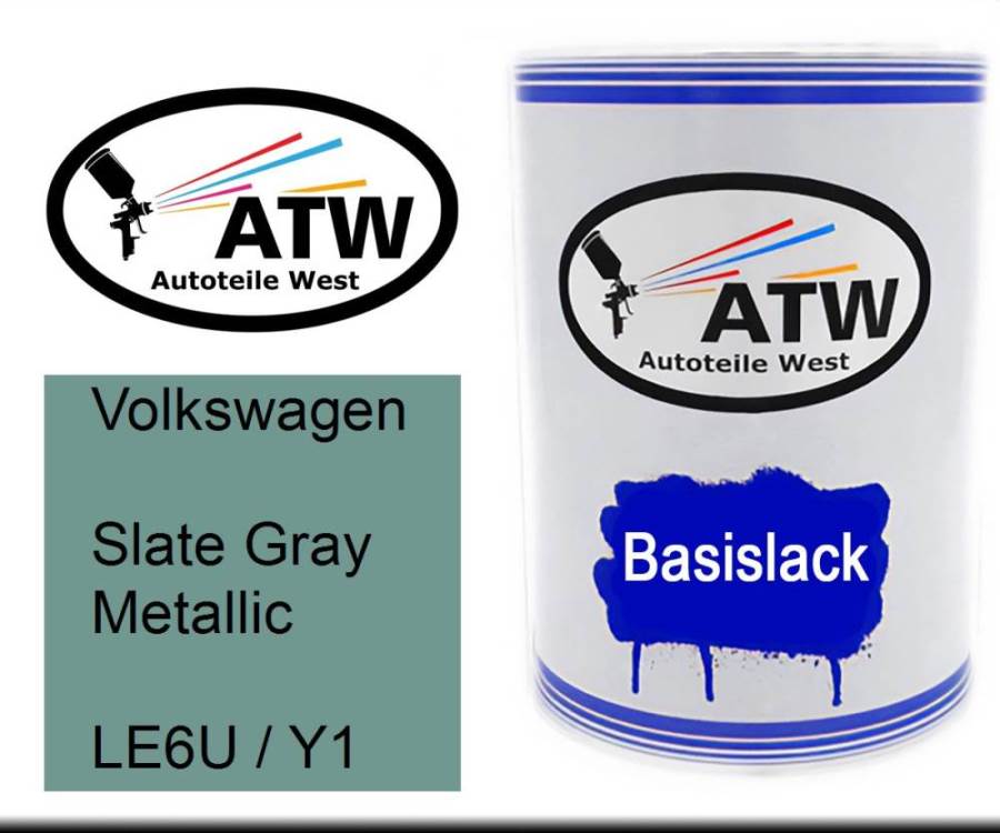 Volkswagen, Slate Gray Metallic, LE6U / Y1: 500ml Lackdose, von ATW Autoteile West.